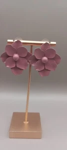 Pink Enamel Flower Design Stud Earrings - Picture 1 of 9