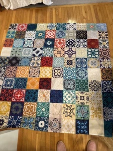 BOHO PATCHWORK POLYESTER FABRIC SHOWER CURTAIN MULTI COLOR NWOT - Picture 1 of 6