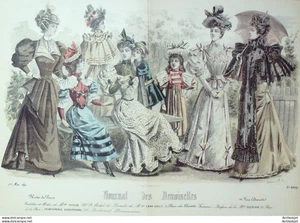 Mode Journal de Demoiselles 1894 # 4988 (Thirion)  Gravure originale aquarellee - Picture 1 of 1