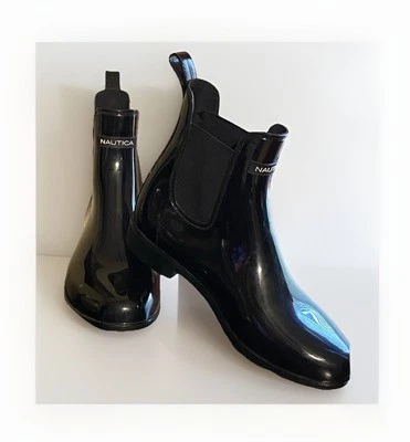 Nautica Talla 7 Mujer Negro Pull On Shayna Botines Lluvia  Foto 1 de 4