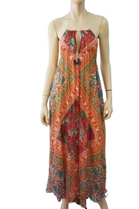 POP SAINT BARTH sz S Floral Print Cotton Gauze Halter Maxi Dress Cover Up NEW - Picture 1 of 4