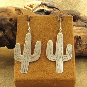 Sterling Silber Saguaro Kaktus Draht Ohrhänger - Bild 1 von 4