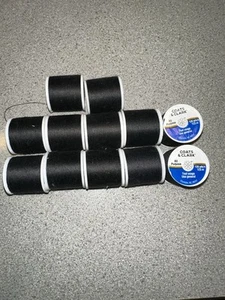 12 Coats & Clark Black All Purpose Thread 135 Yd Spools Polyester - Picture 1 of 2