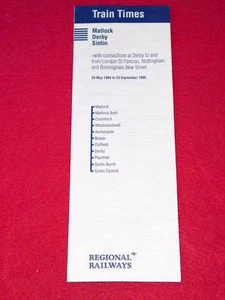 TRAIN TIMETABLE - Matlock Derby Sinfin - May 1995 - Imagen 1 de 1