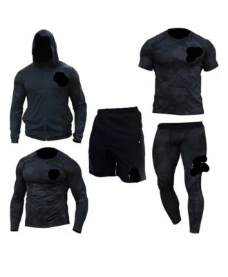 5pcs / Set Men Compression Sportswear Suits Tights Training Clothes Quick Dr - Image 1 of 4