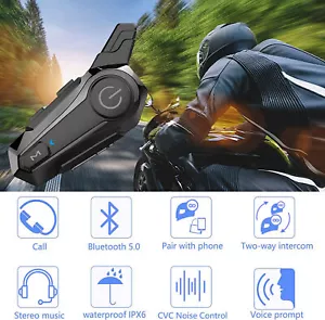 Motorcycle Helmet Bluetooth Intercom Headset Moto Intercomunicador Waterproof - Picture 1 of 6