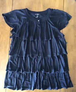 Camisa negra con volantes en capas Alfani 2X nueva con etiquetas - Imagen 1 de 9