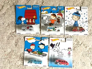 Hot Wheels 2016 Peanuts Snoopy Christmas Real riders Lot of 5 Complete Set - Picture 1 of 13