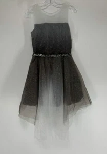 $325 Zoe Ltd Kids Girl's Black Sleeveless Glitter Layered Belted Sheer Dress 10 - Picture 1 of 2