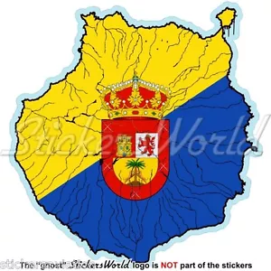 GRAN CANARIA Karte-Flagge, Kanarische Inseln Spanien, Kanarische Inseln Vinyl Aufkleber Aufkleber - Bild 1 von 1