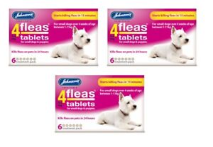 Johnsons 4Fleas Tablets Small Dog 3 x 6 Pack = 18 Tablets! - Kills Fleas Fast