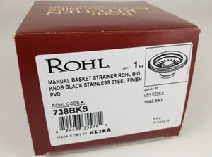 Shaws 738BKS - Rohl Basket Strainer for 1-1/2" Connection Black Stainless Steel - Picture 1 of 6
