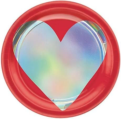 Heart Day Love Red Holiday Valentine's Day Party 7" Paper Dessert Plates - Image 1 of 1