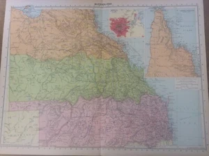 Vintage Antique 1939 Philips Map 20x15 Queensland Brisbane Australia - Picture 1 of 1