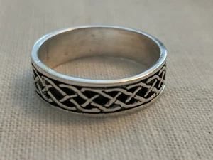 Celtic Irish Woven Braided Rope Sterling Silver Wedding Eternity Ring Size 11 - Picture 1 of 4
