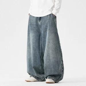 Herren Vintage Hip-Hop Jeans Loose Straight Denim Hose Skateboardhose - Bild 1 von 15
