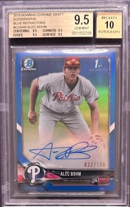 2018 Bowman Chrome Alec Bohm Blue Refractor Auto #/99 BGS 9.5/10 TRUE GEM MINT