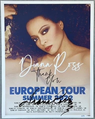 Diana Ross Signed IP 14.5x18.5 2022 European Tour Concert Poster - Authentic Cover