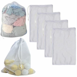 4 Drawstring Mesh Laundry Bag Storage Clothes Utility Sport Heavy Duty 29" X 24" - Picture 1 of 1