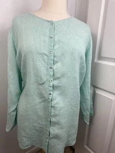 Tahari 3X 100% Linen Tunic Beachy Bohemian Lagenlook Side Slits Lightweight - Imagen 1 de 12