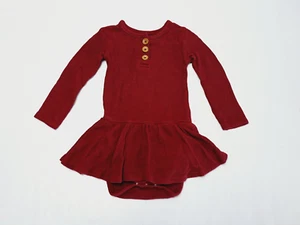 Posh Peanut Henley Bodysuit Dress 18-24 Months Maroon Red Twirl Skirt LS j - Picture 1 of 4