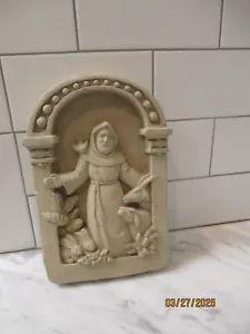 Vintage Carruth Studio Cement St. Francis of Assisi Bas Relief Wall Plaque 1985 - Picture 1 of 6