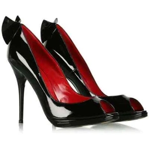 GEORGINA GOODMAN ‘HILDA’ BLACK PATENT LEATHER PEEP TOE HEELS SIZE 5/38 COST £350 - Picture 1 of 6