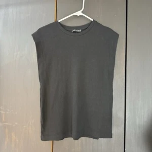 ZARA Women's Black Boxy Classic Top Wide Ribbed Hem Trendy Chic Size S Small - Picture 1 of 7