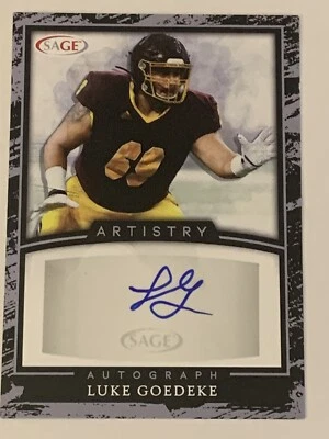 🏈 Luke Goedeke  2022 SAGE Autograph Artistry A-LG  CMU/TB Buccaneers - Image 1 of 4