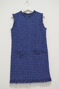 MSGM Milano Knit Dress Woven Tweed Blue _ sleeveless IT 40 S - Picture 1 of 8