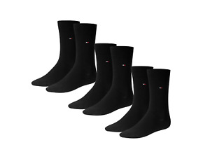 Tommy Hilfiger Men's Classic Crew Cotton Logo Socks 6-Pack BLACK - RRP $89.95