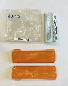 1965 Chevrolet Chevy II/Nova Amber Parking Light Lens Pair, A3045 - Foto 1 di 7