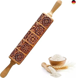 Holz-Nudelholz, Präge-Teigrolle aus Holz, Nudelholz mit Muster 3D, Präge N - Bild 1 von 9