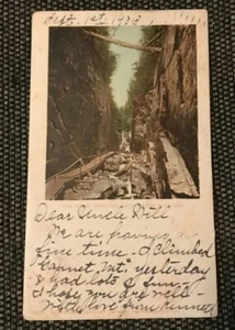 OLD POSTCARD VIEW OF THE FLUME, FRANCONIA NOTCH, WHITE MOUNTAINS, NH, 1903 Stamp - Picture 1 of 2