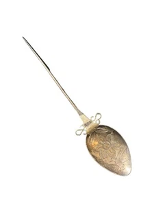 Alfiler cuchara tupu de plata colonial española - Imagen 1 de 2