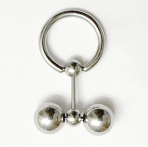 MARTELLO FRENUM/HAFADA 316L Acciaio Chirurgico 10g 5/8" Dia con Palline Doppie 10mm. - Foto 1 di 8