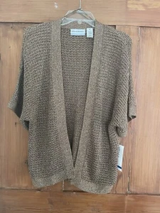 Maglione aperto in maglia bronzo Alfred Dunner Petite nuovo con etichetta PXL - Foto 1 di 5