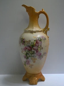 VICTORIAN CONTINENTAL PORCELAIN CHINA FLORAL PAINTED MANTLE JUG VASE - Picture 1 of 8