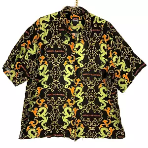 Camisa Harley Davidson De Colección 3XL Manga Corta Abotonada Dragón Estampado Completo - Imagen 1 de 3