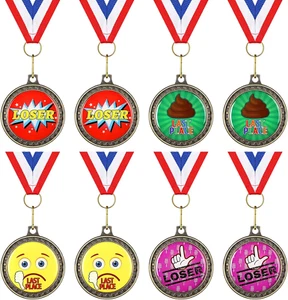 8 Pcs Loser Medal Last Place Award 1.97 Inch Gold Loser Trophy Medal Star Last P - Picture 1 of 12