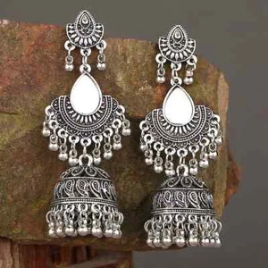 Boho Vintage Jhumka Earring for women Gold Plated Alloy Indian Earrings Jewelry - Picture 1 of 9