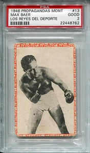 1946 Propagandas Montiel Los Reyes Deporte Orange Border 13 Max Baer PSA 2 pop 1 - Picture 1 of 2