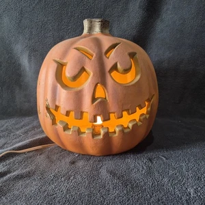Zucca Jack O' Lanterna Jack O' Plastica Illuminata Vintage Decorazione Halloween 9" - Foto 1 di 7