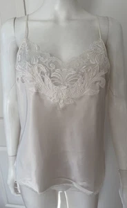 Schönes seidiges elfenbeinweißes Camisole-Tanktop von Natori/Spitzenakzente Größe Medium - Bild 1 von 17