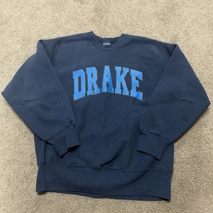 Vintage Drake University Crewneck Sweater Spellout Jansport Size Large 90’s Blue - Bild 1 von 11