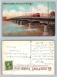 Boston, MA-Massachusetts, Harvard Bridge River Scene Vintage Postcard - Picture 1 of 3