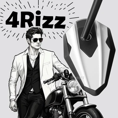 Espejos retrovisores 4RIZZ blanco y negro convexos ajustables para Harley Fat Boy Fat Bob Foto 1 de 4