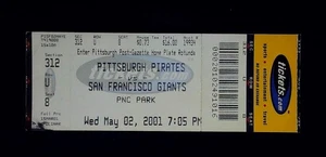 Barry Bonds Home Run #12/70 Karriere #506 komplett unbenutzt Giants Ticket Stub 5.2.2001 - Bild 1 von 2