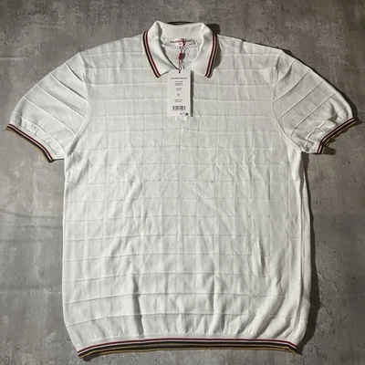Новый с Ярлыками ORLEBAR коричневый мужской XXL Maranon опрокидывания Pointelle рубашка-поло белый $445 - Изображение 1 из 4