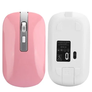 Pink 2.4G Wireless Mouse Ergonomic 1600 DPI High Resolution USB Charging Compute - Picture 1 of 12